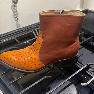 DURANGO Leather/Faux Ostrich Demi Boot
